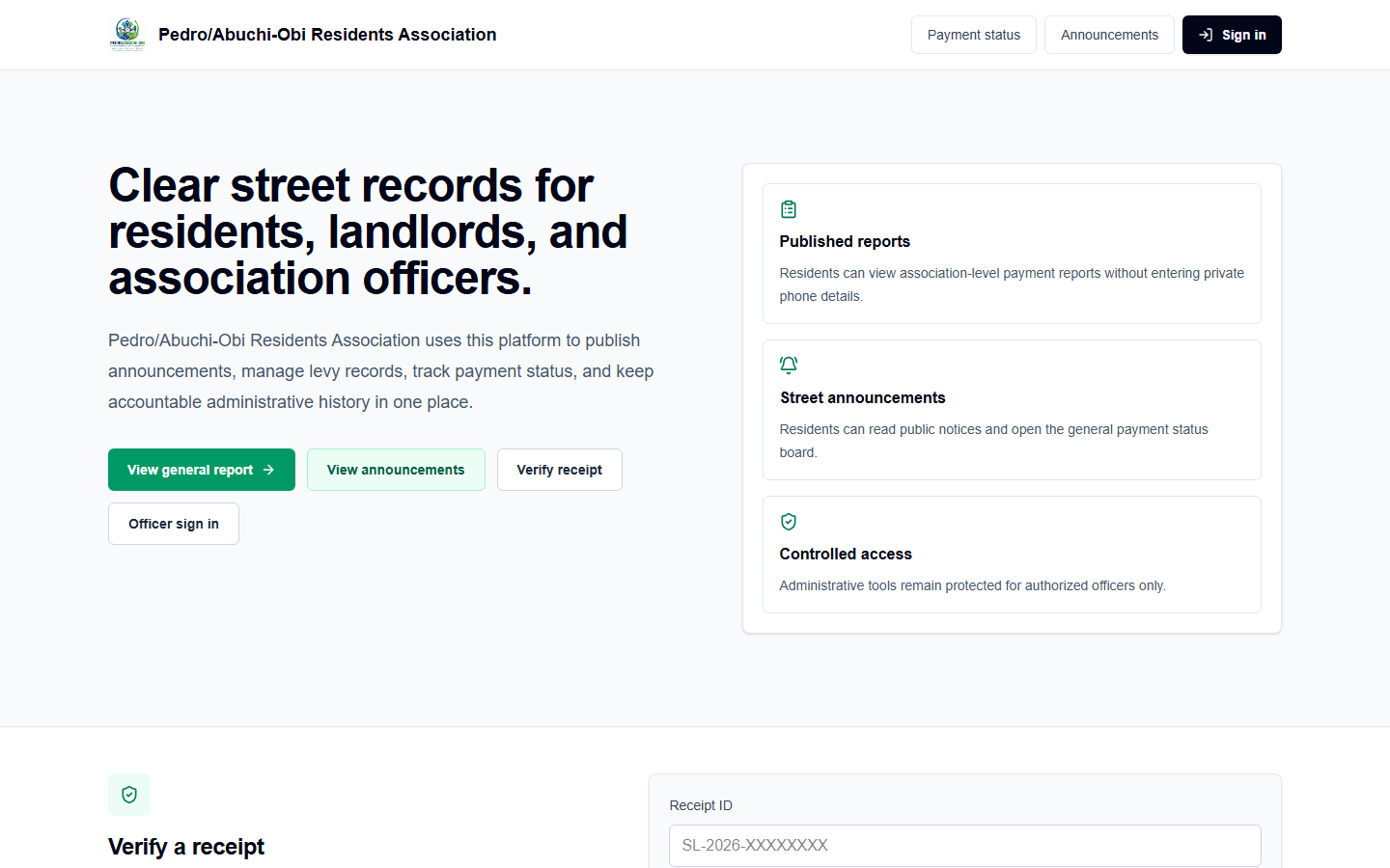 StreetLedger website landing page